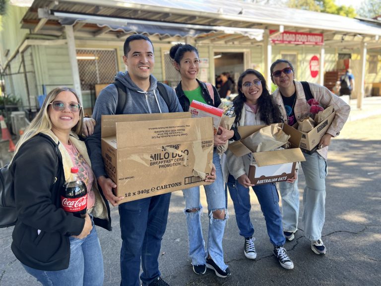 Colombian students shopping at Addi Road Food Pantry Marrickville