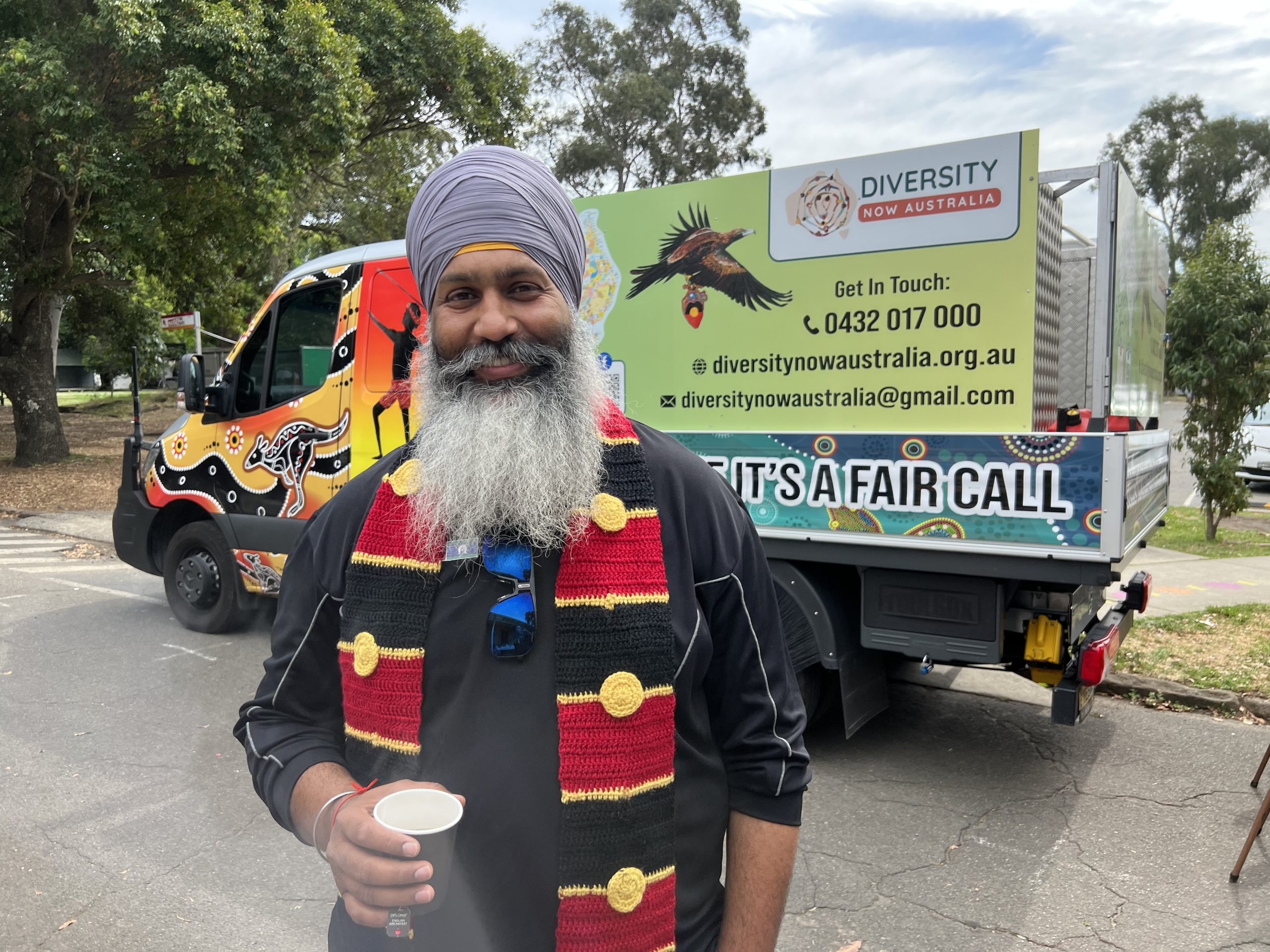 Amar Singh of Turbans4Australia and the truck that took him around the country for The Voice. Photo by Mark Mordue.