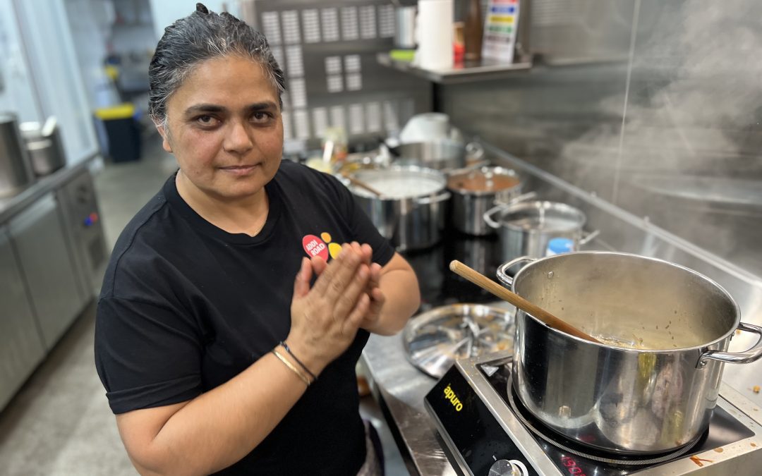 Gurwinder Kaur cooking for over a 100 people for Wednesday Night Lights at Addi Road in Marrickville. Photo Mark Mordue.